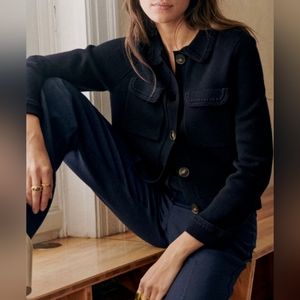 SEZANE Betty Cardigan Navy Crochet